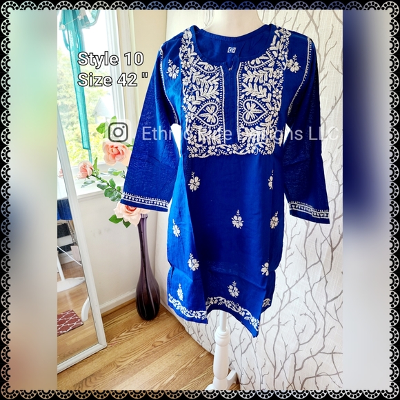 New boutique Blue Lucknow Chikankari Cotton Kurti For women - Picture 4 of 5